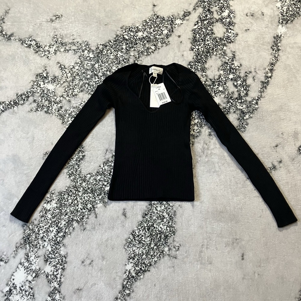 L Space Sweater Womens Size XS Black Camryn Fitted Ribbed Knit‎ Long Sleeve